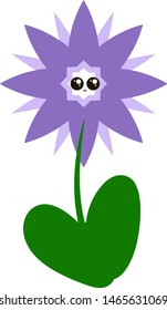 Flor morada, ilustración, vector sobre fondo blanco.