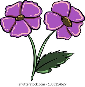 Purple flower, illustration, vector on white background