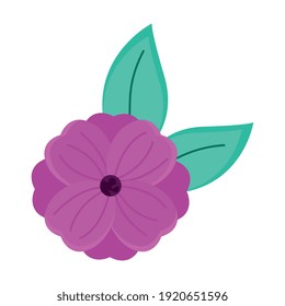 purple flower and leafs easter decoration icon vector illustration design