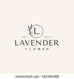Purple Flower Logotype Vintage Icon Illustration Isolated