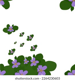 violettes Blumenmuster, grüner Hintergrund 