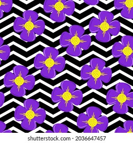 Purple Flower Pattern Seamless Vector