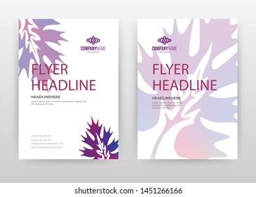 Purple flower petal design for annual report, brochure, flyer, poster. Tropical Floral purple vector illustration for flyer, leaflet, poster. Multipurpose business abstract A4 brochure template.
