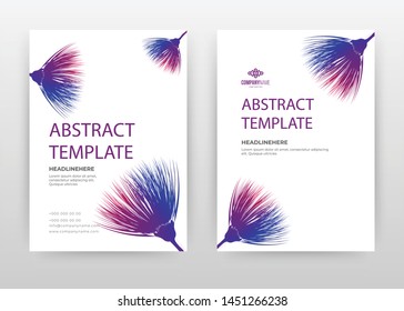 Purple flower petal design for annual report, brochure, flyer, poster. Tropical Floral purple vector illustration for flyer, leaflet, poster. Multipurpose business abstract A4 brochure template.