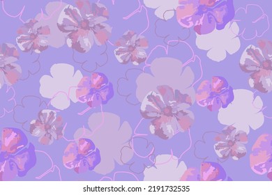 Purple flower seamless pattern illustration.