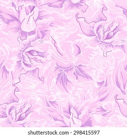 Purple flower seamless pattern. Illustration in vector format
