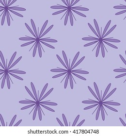 Purple flower seamless pattern on light purple background. Fashion natural design. Template for prints, textile, wrapping and decoration, wallpaper. Vector illustration
