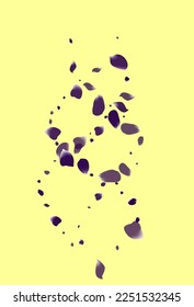 Purple Flower Spring Vector Yellow Background. Falling Blossom Backdrop. Beautiful Tulip Dutch Yellow. Yellow Geranium Night Pattern.