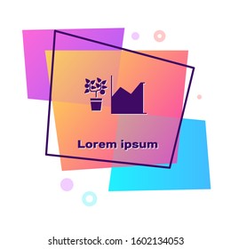 Purple Flower statistics icon isolated on white background. Color rectangle button. Vector Illustration