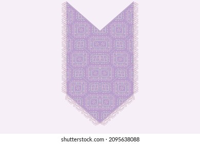 purple flower V neckline and geometric kaftan neckline for fabric pattern for cloth