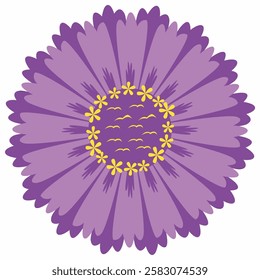 Purple flower with yellow petals. Ideal for nature backgrounds, floral designs, spring concepts, botanical posters, and gardenthemed projects.	
