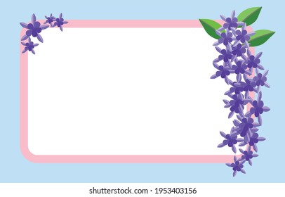 Purple flowers with 5 lobed petals and stiff green leaves isolated on Blue background. Star shaped purple bouquet flowers