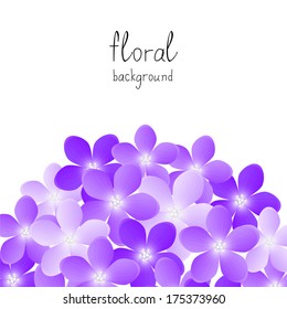 Purple flowers background with place for text