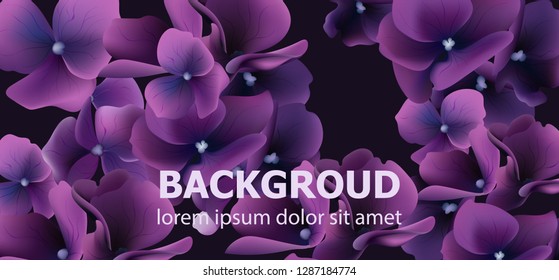 Purple flowers banner Vector. Wedding invitation card, ceremony event, anniversary templates