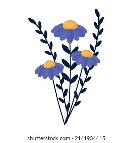 purple flowers bouquet over white