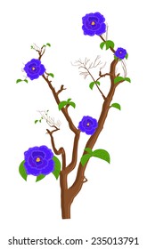 Purple Flowers Branches Design