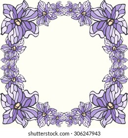 Purple flowers frame