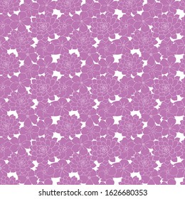 Purple flowers garden seamless pattern white background