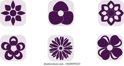 Purple flowers. An idea for icons and logos.