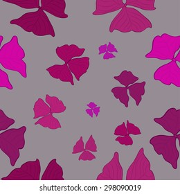 purple flowers and leaves vector
