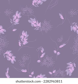 Purple flowers on a purple background Elegant seamless pattern