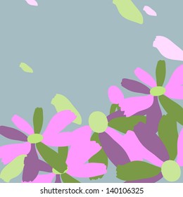 Purple flowers on a gray background