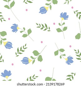 Purple Flowers on Transparent Background, Seamless Pattern, Easter, Mother's Day