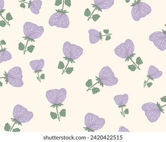 Diseño de patrones de flores moradas para plantillas.