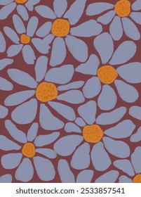 Purple flowers patterns on pink background for web banner, business presentation, branding package, fabric print, wallpaper, social media post, doodle, notes, book covers, wall decor.