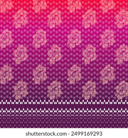 Purple flowers rose snow pattern 
