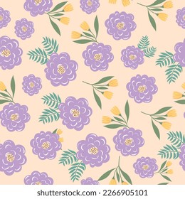 purple flowers seamless pattern background 