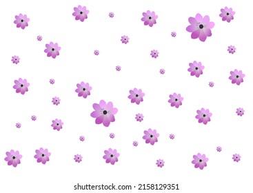 Purple flowers seamless. Repeating Modern Floral Background Pattern. Flower Seamless Pattern. Purple flowers white background.