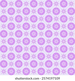 Purple Flowers Stars Snow Flakes Geometric Pattern Modern Shapes Background