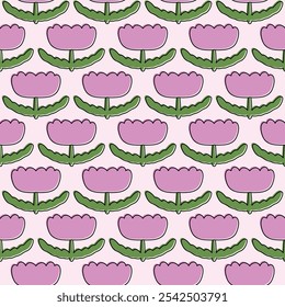 Vector de flores púrpura sin patrón. lindo diseño de flor. estética floral. para impresiones, papel de regalo, Fondo de pantalla, textil, estacionario, tela