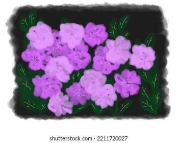 Purple flowers vector in watercolors for phone case, logo, pillow case, fabric print, wallpaper, social media post, doodle, covers, book covers, wall decor, cards, templates