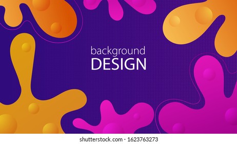 Purple fluid background design. Liquid ameoba shapes composition. Funky design posters.  Fluid background design abstract ameoba shapes for print or web on purple background.