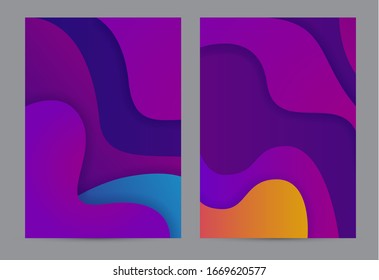 Purple fluid background design. Liquid gradient shapes composition. Futuristic design posters. Fluid background design abstract bubble shapes for print or web on purple background