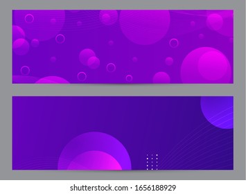 Purple fluid banner design. Liquid gradient shapes composition. Futuristic design posters. Fluid background design abstract bubble shapes for print or web on purple background