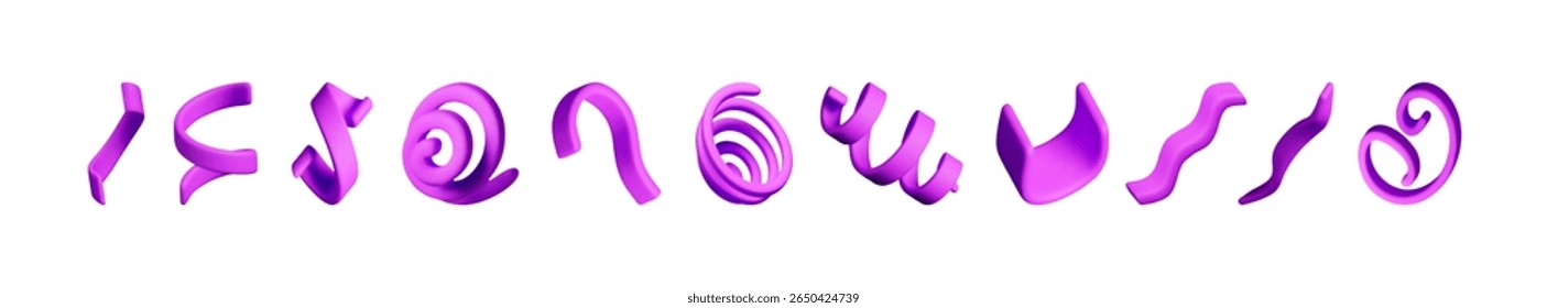 Purple fluid shapes flowing. Colorful abstract forms in motion. Liquid modern design element. Bright futuristic art object.