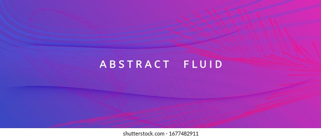 Tiras de líquido púrpura. Diseño creativo. Fondo geométrico abstracto. Afiche del vector ondulado. Tiras fluidas. Plantilla de líneas de flujo. Banner de flujo 3d. Tiras de líquido azul. Mínima Revista.