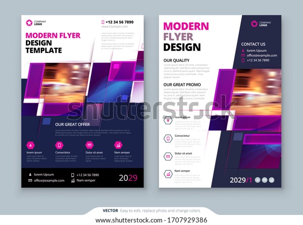 Purple Flyer Template Layout Design Corporate Stock Vector (Royalty ...