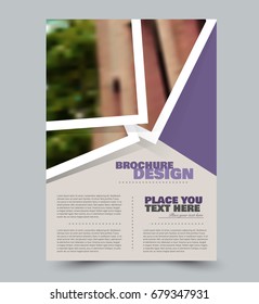 Purple flyer vector design template set. Business brochure. Annual report or magazine cover.