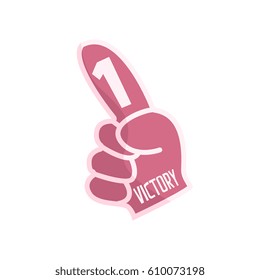 Purple Foam Hand With Index Finger, Fan Glove, Part Of American Football Related Isolated Objects Series Of Sportive Illustrations.