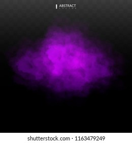 Purple Fog Or Smoke Color Isolated Transparent Special Effect. White Vector Cloudiness, Mist Smog Background. Illustration