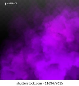 Purple Fog Or Smoke Color Isolated Transparent Special Effect. White Vector Cloudiness, Mist Smog Background. Illustration