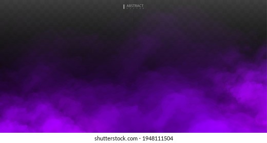 Purple Fog or smoke isolated transparent special effect. Purple vector cloudiness, mist or smog background. Vector illustration 