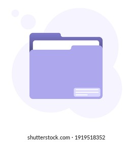 Purple folder icon with document.  Flat isolated illustration.