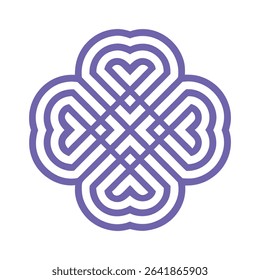 Purple Four Heart Intertwined Geometric Pattern Design Abstract Graphic