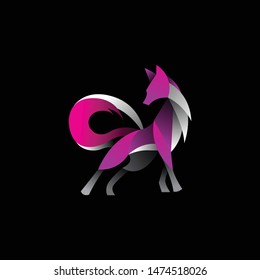 Purple fox logo icon template geometric  vector with dark background, look modern and minimalist