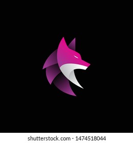 Purple fox logo icon template geometric  vector with dark background, look modern and minimalist
